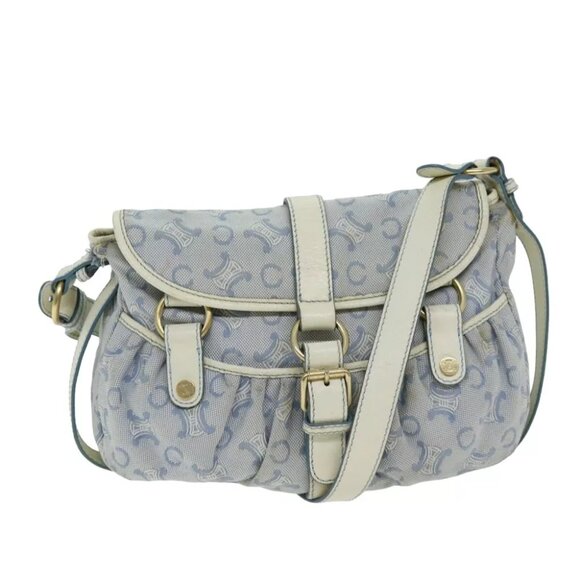 CELINE C Macadam Canvas Shoulder Bag Light Blue - Picture 1 of 16